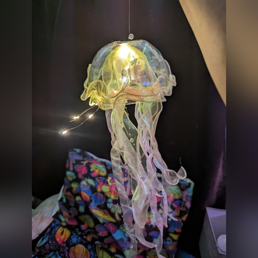 Yellow light up jellyfish hanging fun